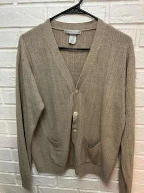 Geoffrey Beene Men’s Cardigan Golf Sweater Grandpa/Preppy Oatmeal Color Sz M